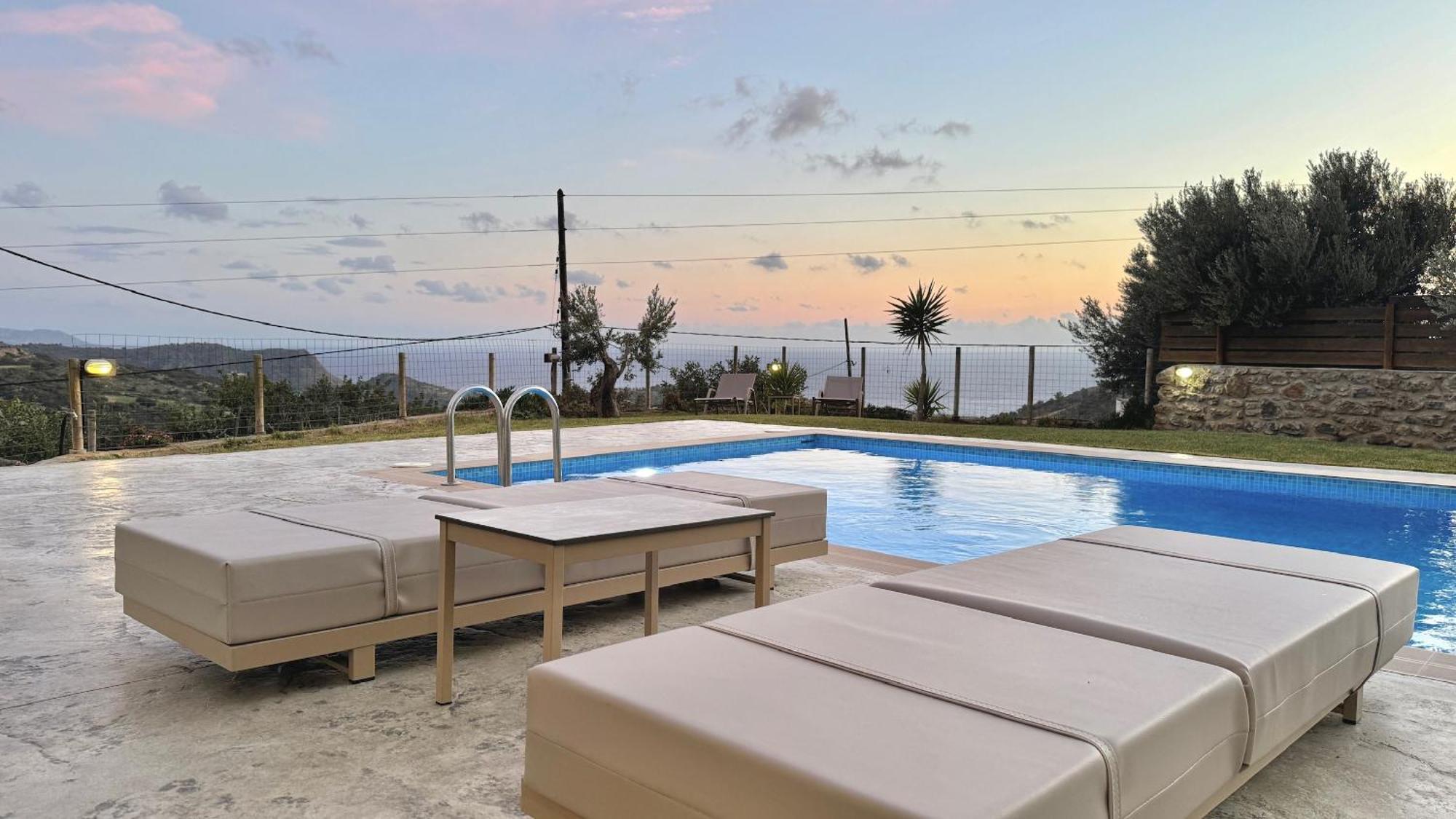 Villa Michael Triopetra Private Villa, Private Swimming Pool, Garden, Panoramic Sunset Bagian luar foto
