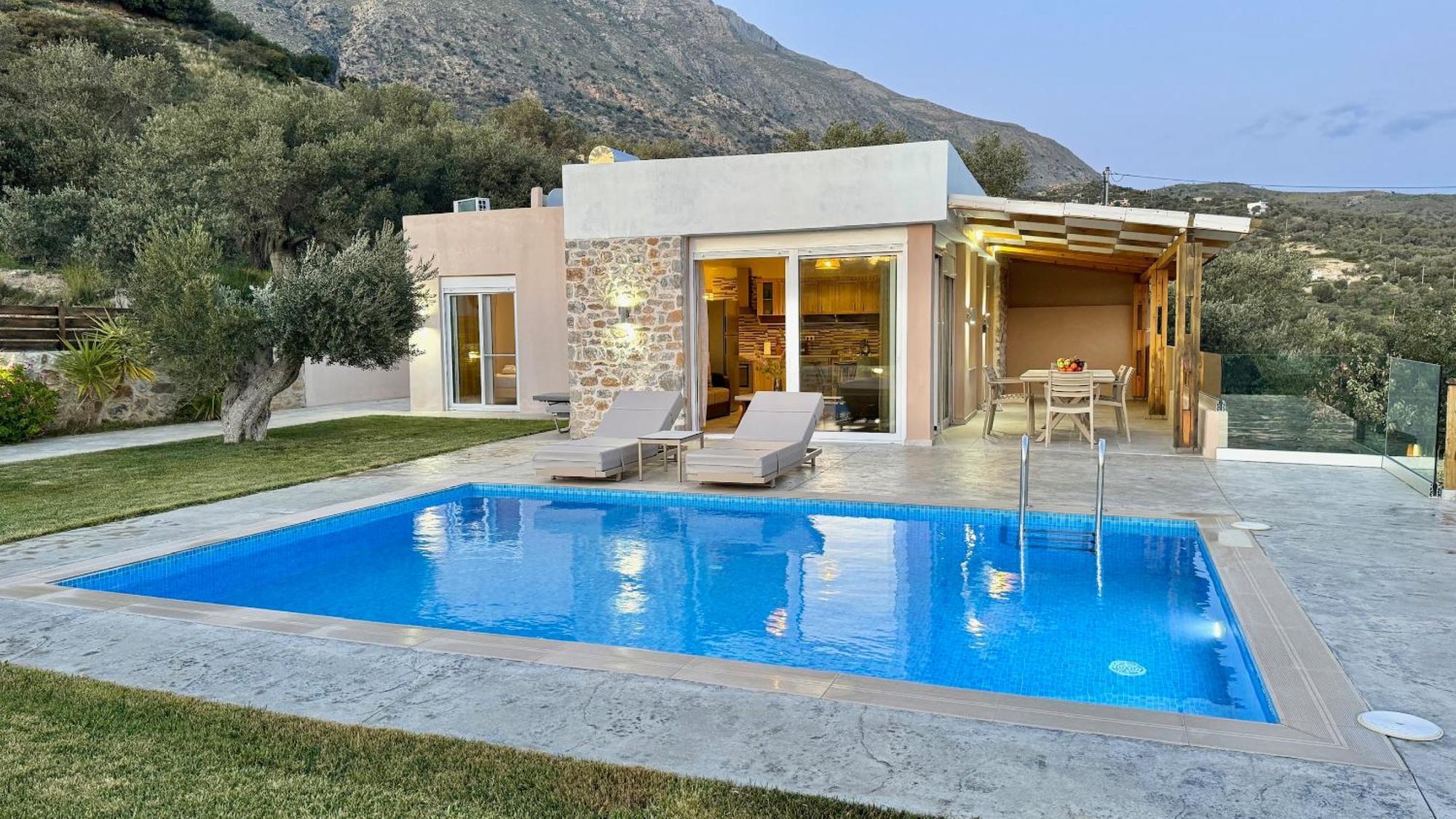 Villa Michael Triopetra Private Villa, Private Swimming Pool, Garden, Panoramic Sunset Bagian luar foto