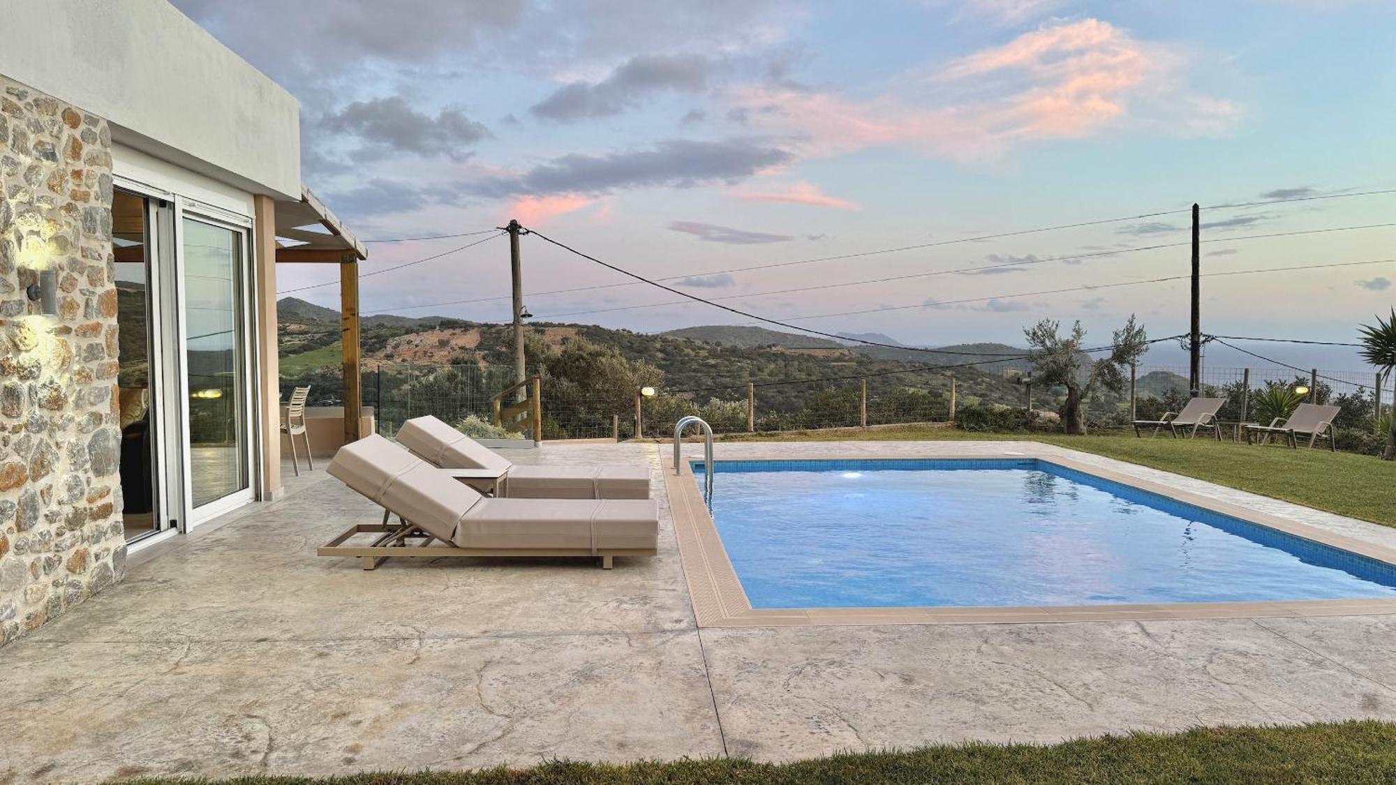 Villa Michael Triopetra Private Villa, Private Swimming Pool, Garden, Panoramic Sunset Bagian luar foto